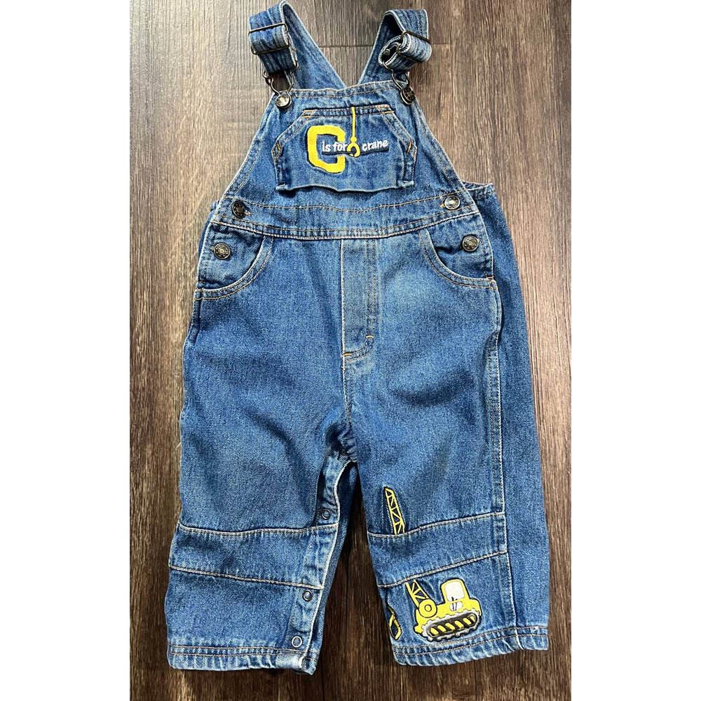 Vintage Small Steps Denim Overalls "C is for Crane" Size 18 Months